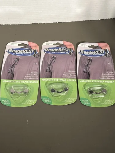 3X Readerest Magnetic Eye-Wear Holder ( Stainless Steel ) MADE IN USA New Sealed