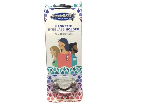 NEW Readerest Magnetic Eye-Wear Holder, Silver (Swarovski Crystals) MADE IN USA