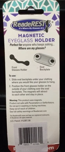 NEW Readerest Magnetic Eye-Wear Holder, Silver (Swarovski Crystals) MADE IN USA 4