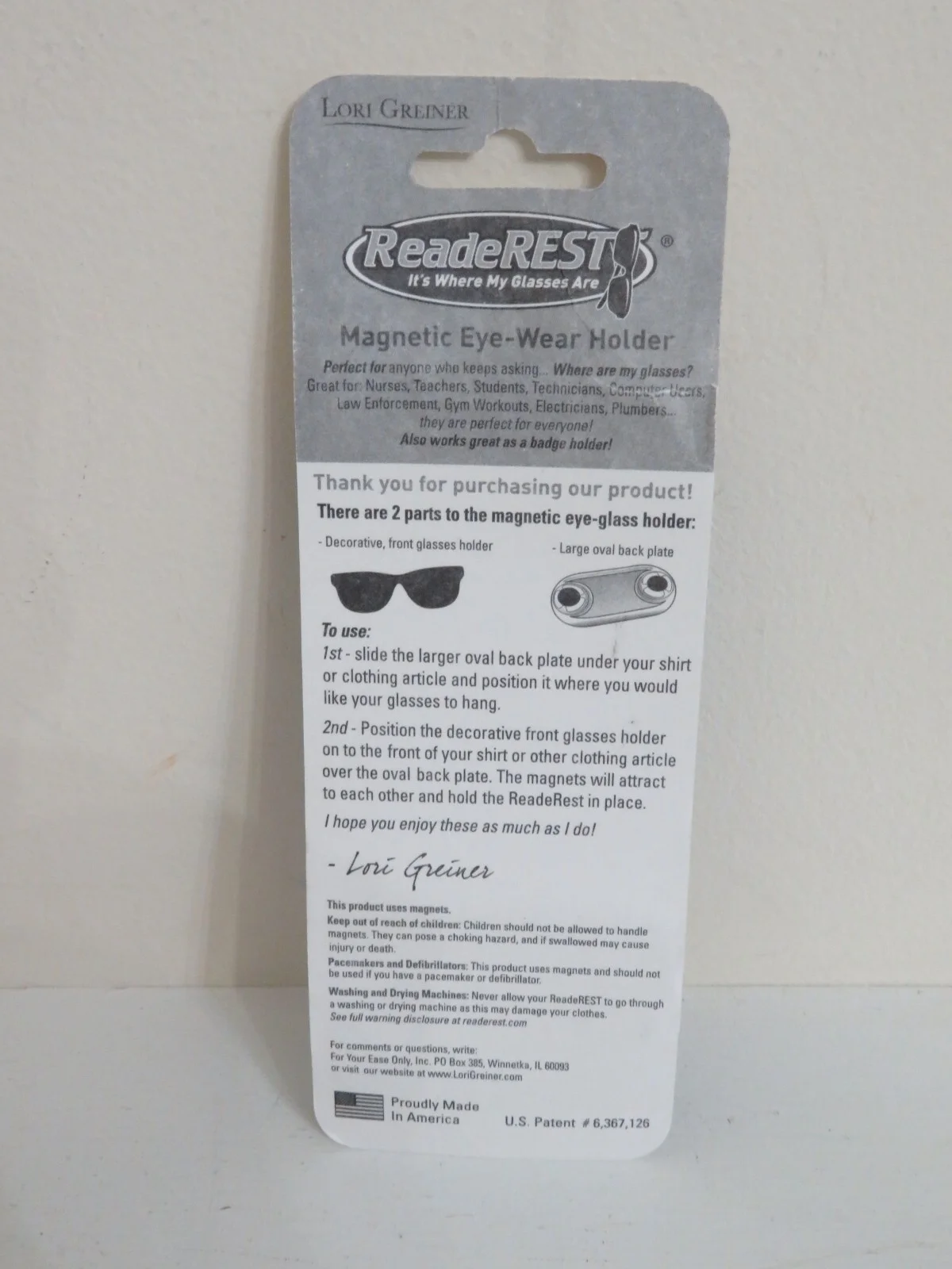 ReadeREST - Classic Black Magnetic Eyeglass Holder NEW factory sealed 3