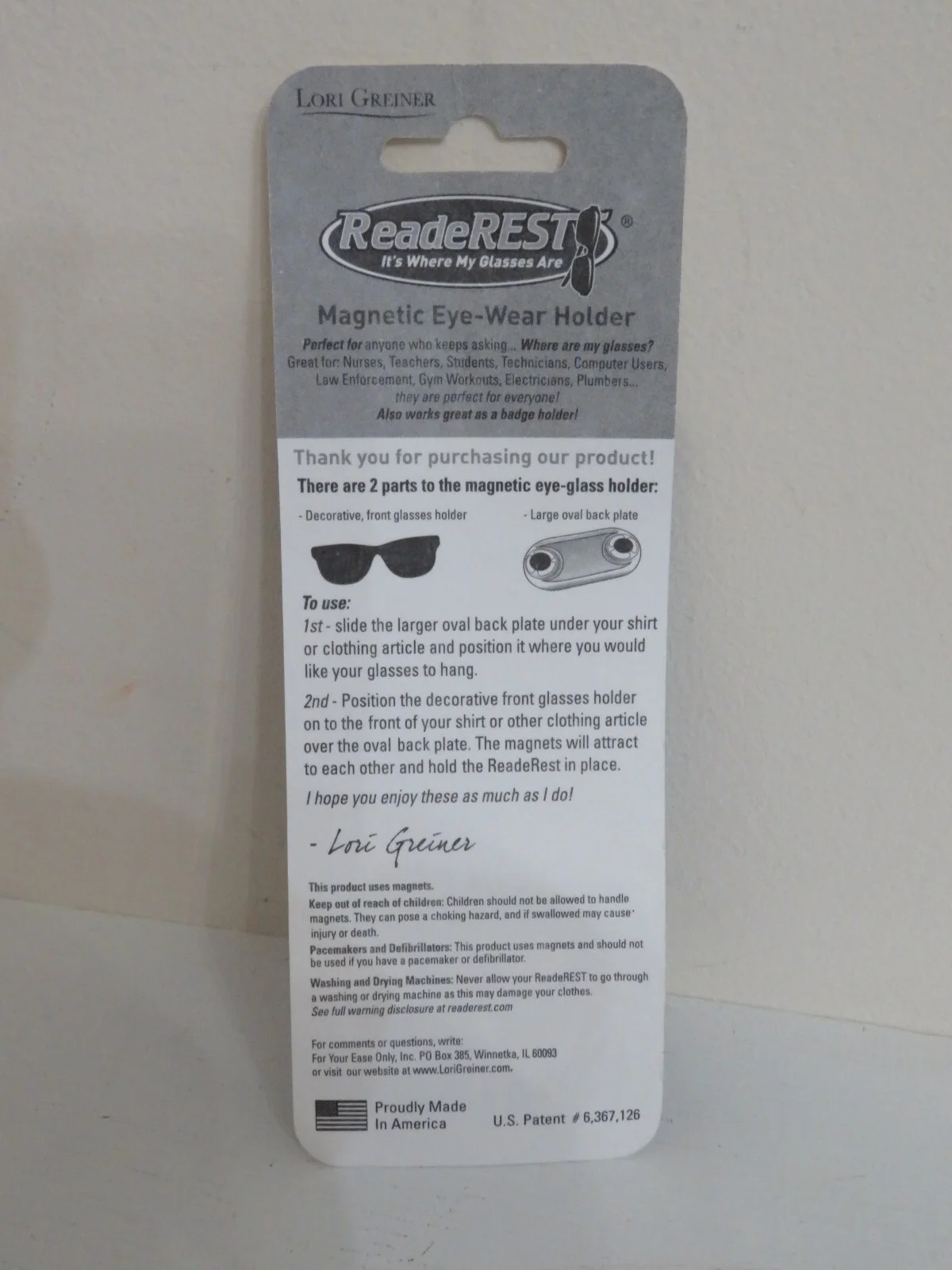 ReadeREST - Classic SILVERTONE Magnetic Eyeglass Holder NEW factory sealed 3