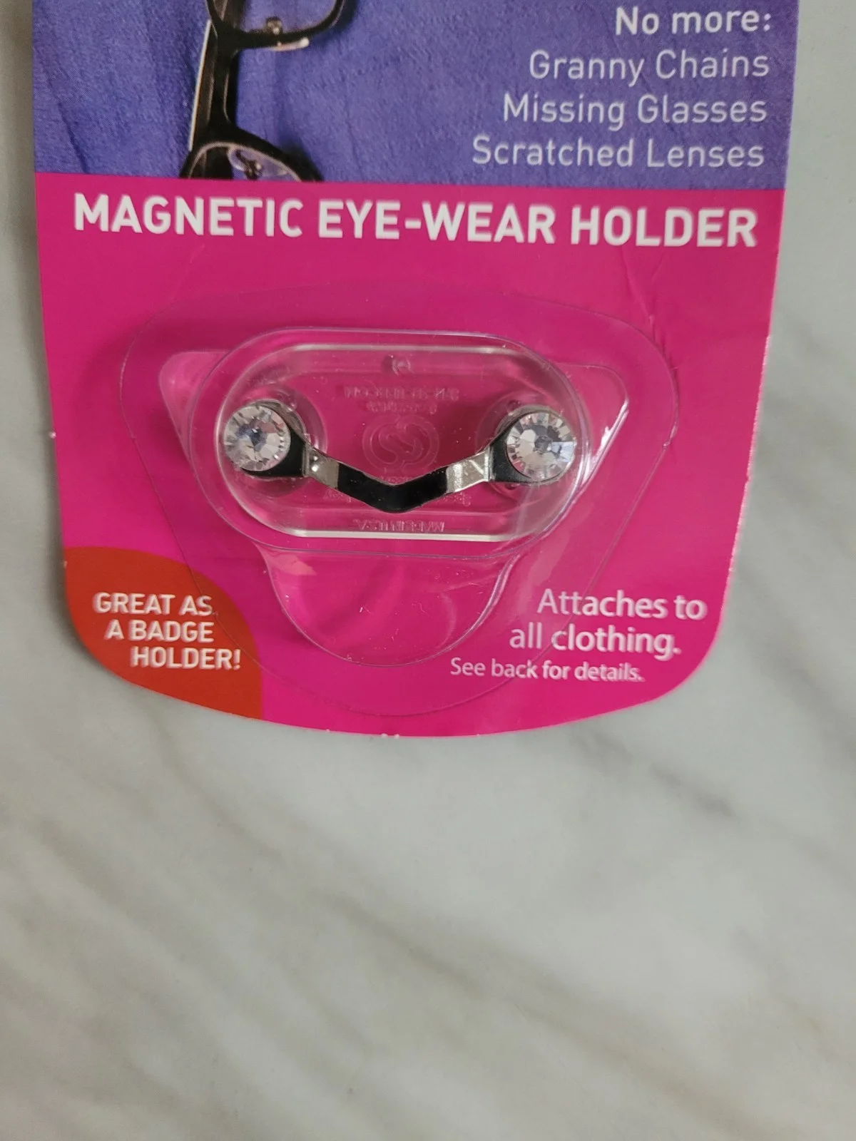 Readerest Magnetic Eye Wear Holder Silver Swarovski Crystals Made in USA 2