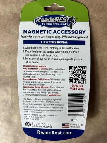 ReadeREST - Stainless Steel Magnetic Eyeglass Holder NEW factory sealed 2