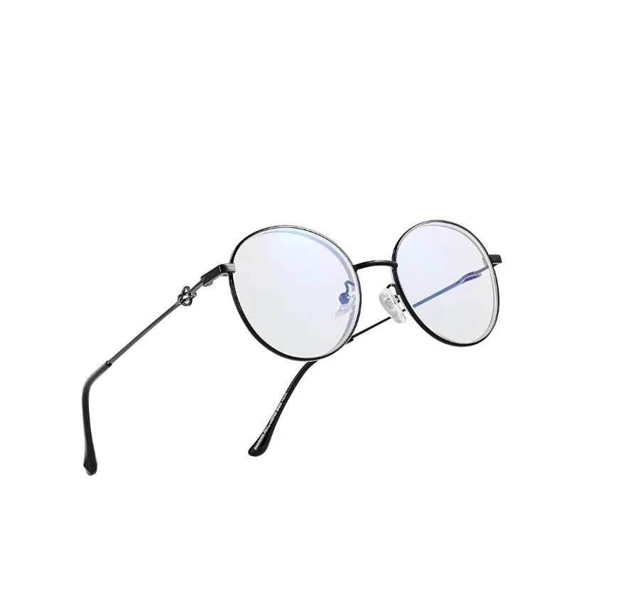 Reading Glasses +1.50, Blue Light Blocking, Readerest, Round Black Frame, 000795